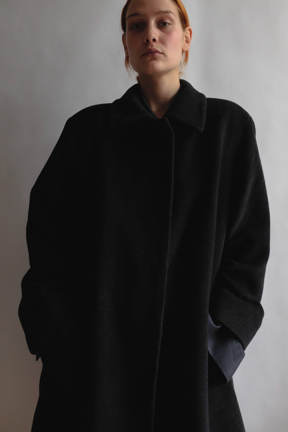 PURE CASHMERE WOOL ANTHRACITE VINTAGE COAT