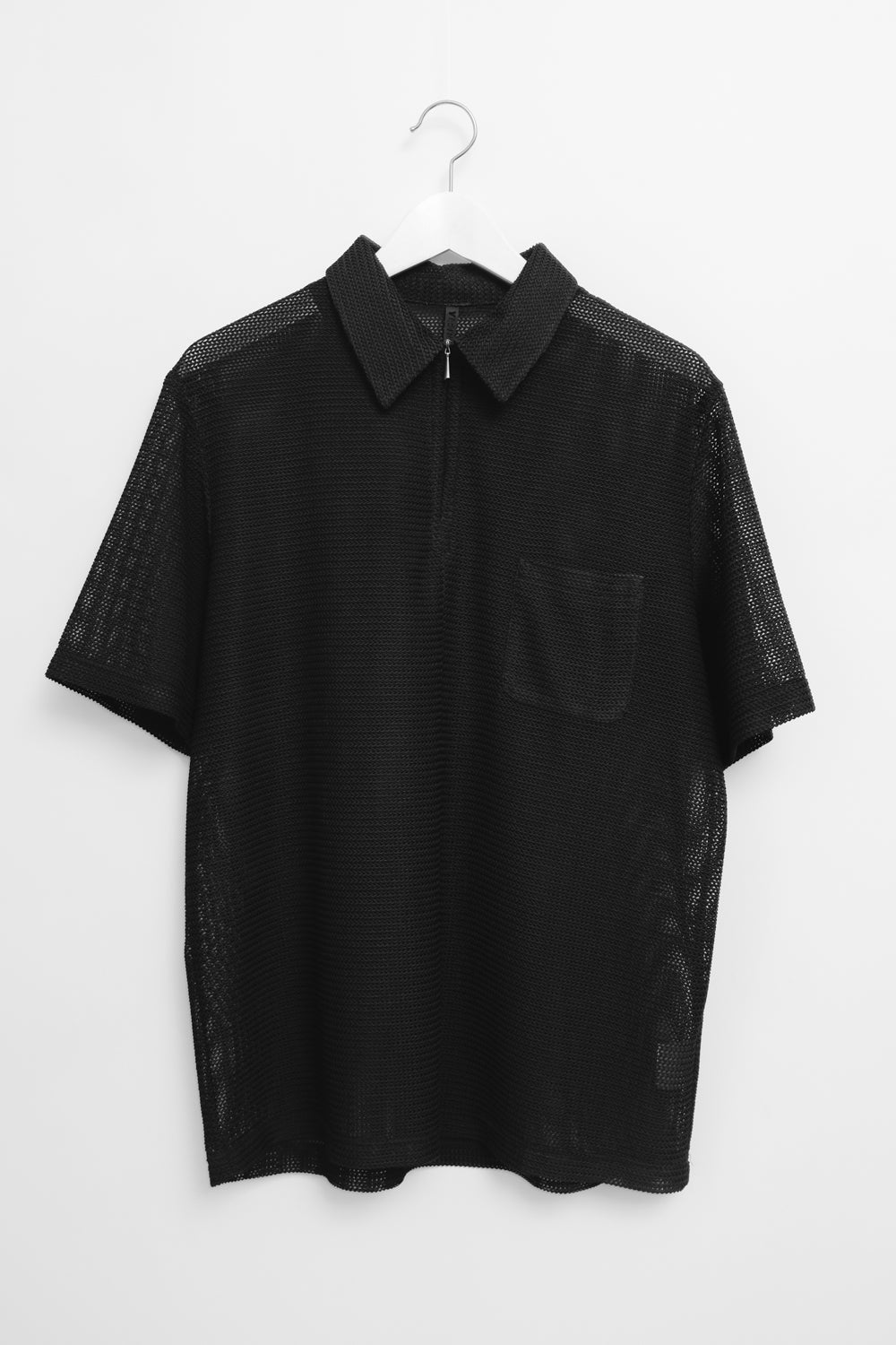 ZIP KNIT SEE THROUGH VINTAGE BLACK TEE