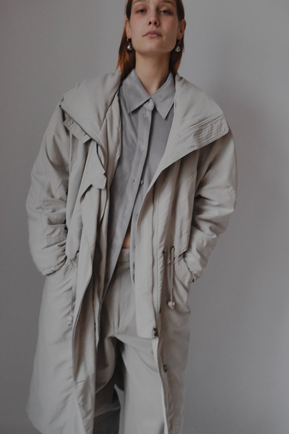 PALE GREY VINTAGE TRENCH COAT