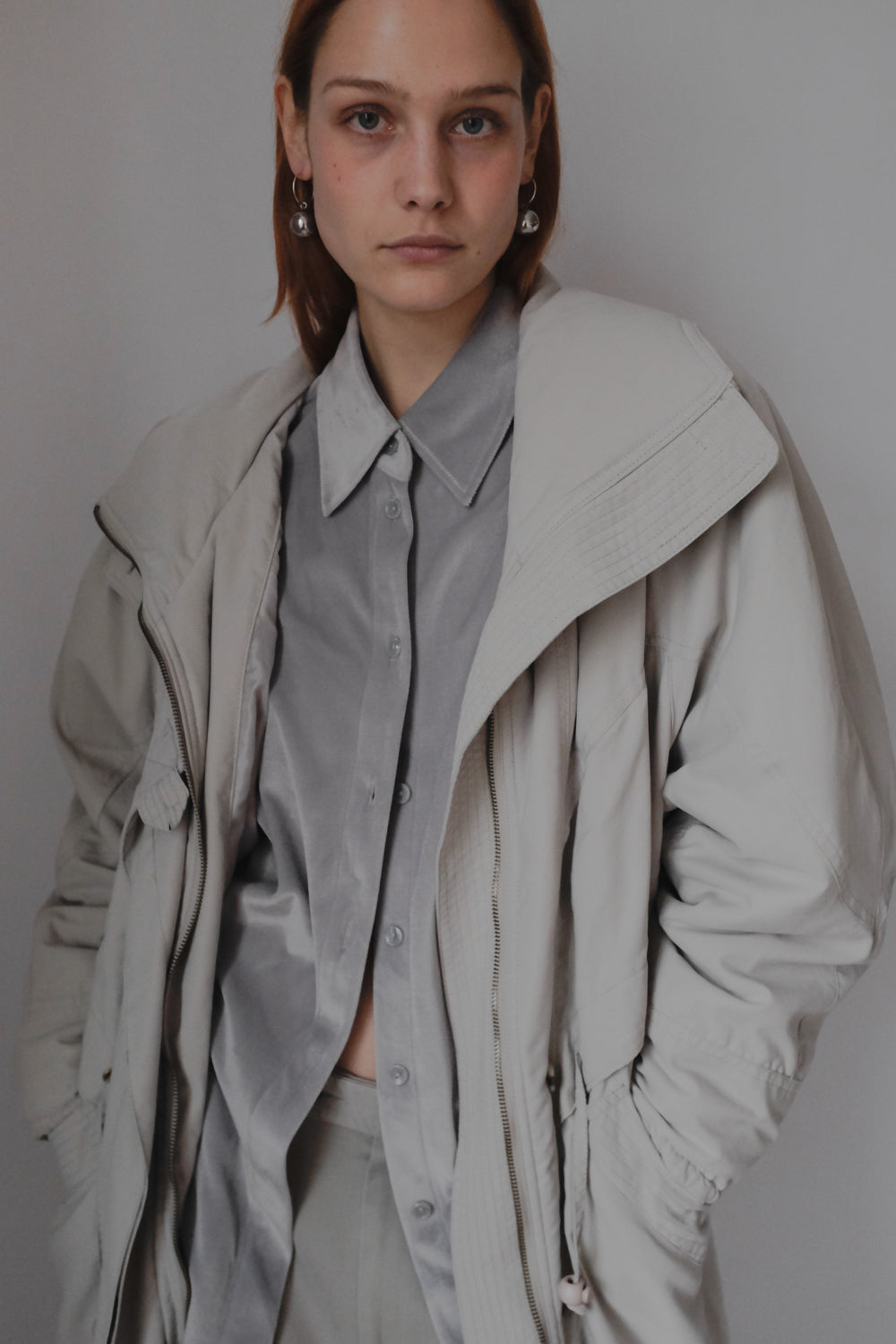 PALE GREY VINTAGE TRENCH COAT