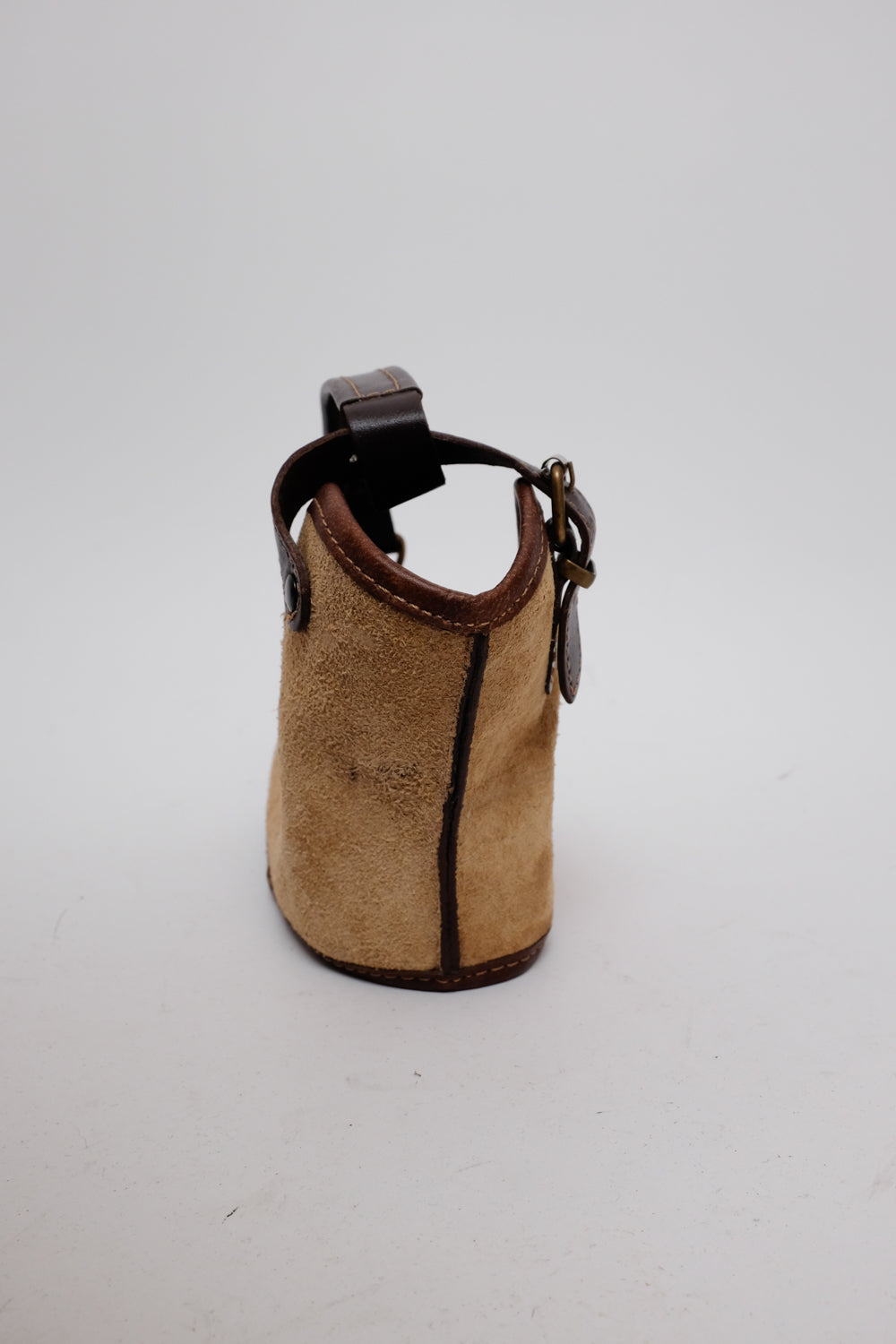 CURVED SMALL BROWN SUEDE LEATHER BAG