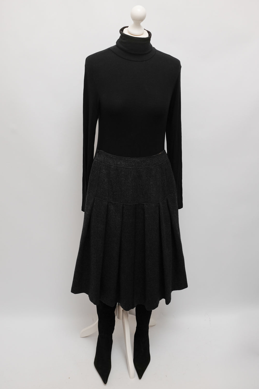 DOLCE GABBANA PURE WOOL CASHMERE PLEATED SKIRT