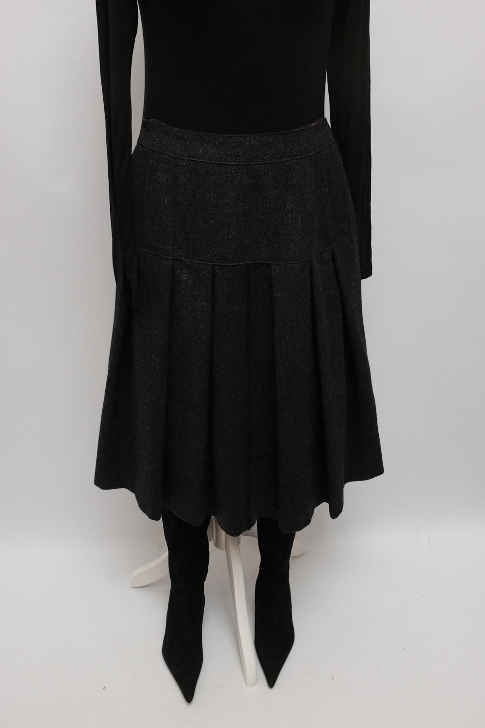 DOLCE GABBANA PURE WOOL CASHMERE PLEATED SKIRT
