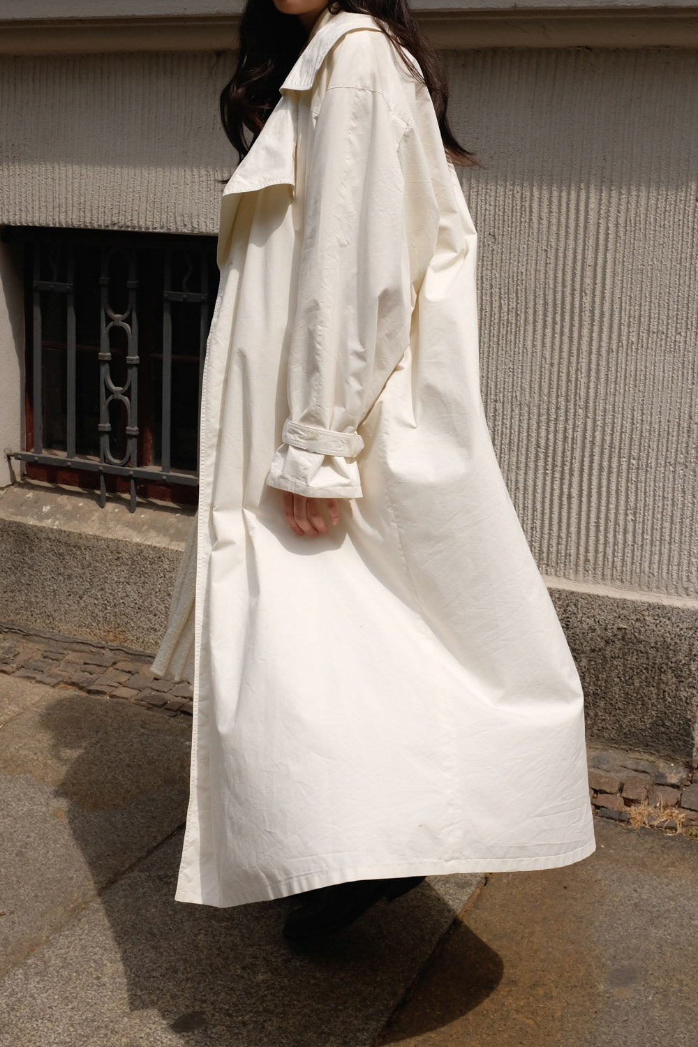 CREAM VINTAGE LONG TRENCH COAT