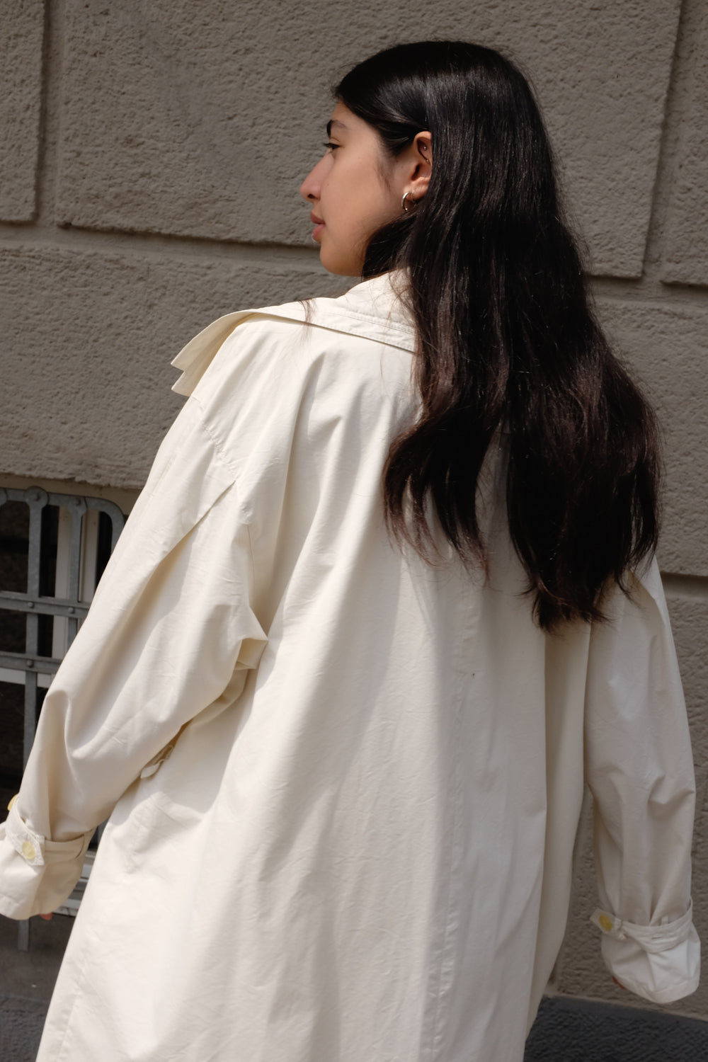 CREAM VINTAGE LONG TRENCH COAT