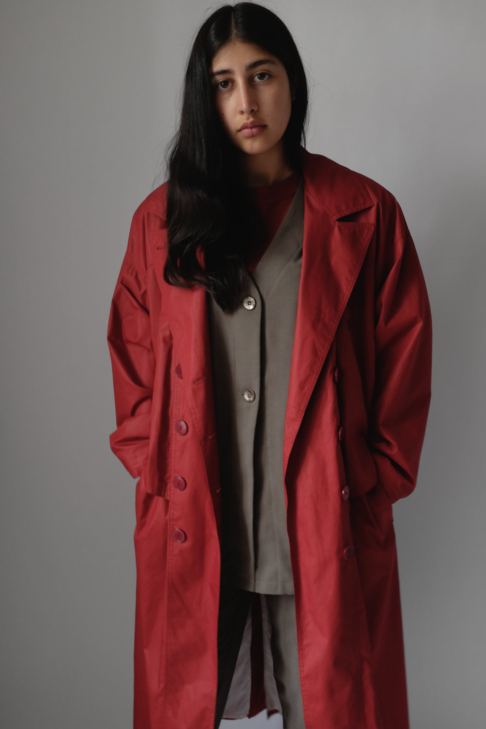 RED VINTAGE TRENCH COAT
