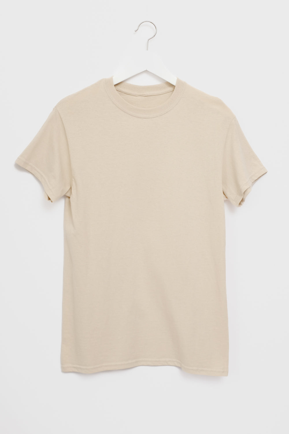 BEIGE COTTON SIMPLE TEE