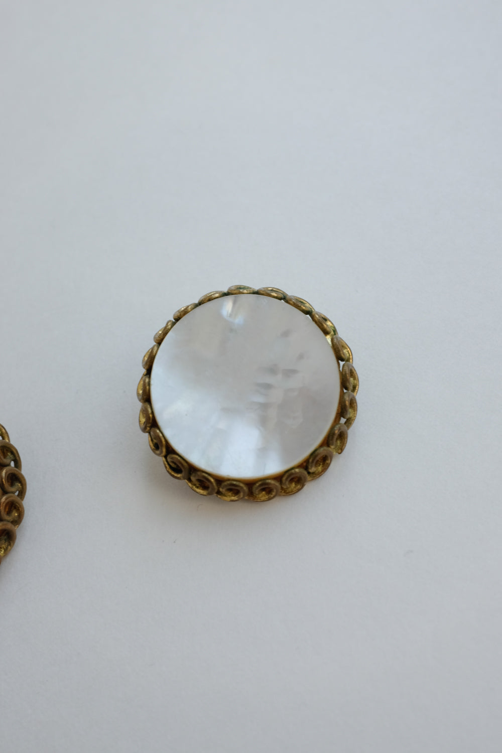 MOTHER OF PEARL VINTAGE GOLD EARRINGS