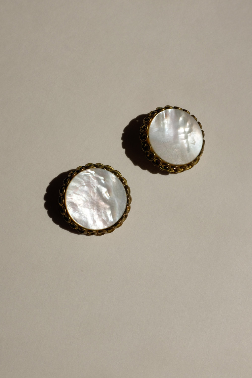MOTHER OF PEARL VINTAGE GOLD EARRINGS