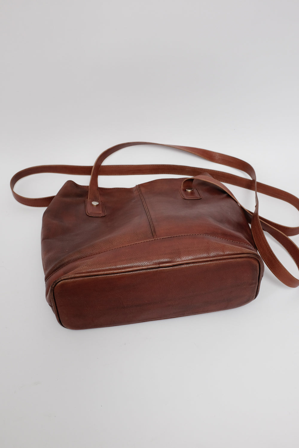 KENZO VINTAGE BROWN CROSSBODY LEATHER SHOPPER