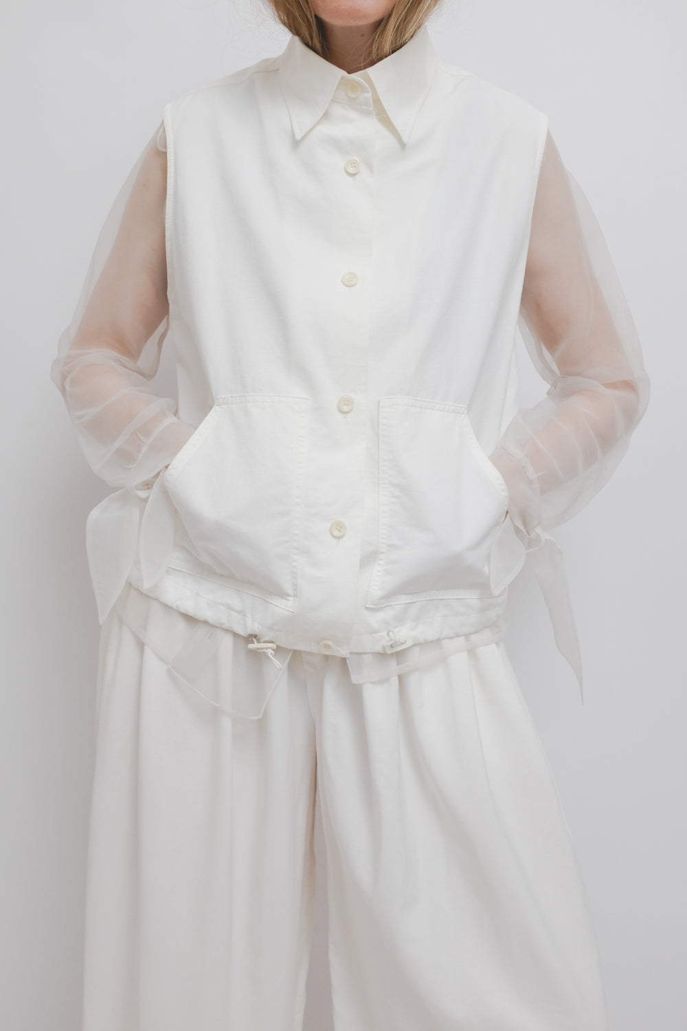 WHITE VINTAGE FUTURISTIC SHIRT VEST