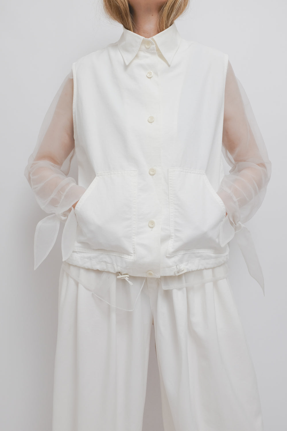 WHITE VINTAGE FUTURISTIC SHIRT VEST