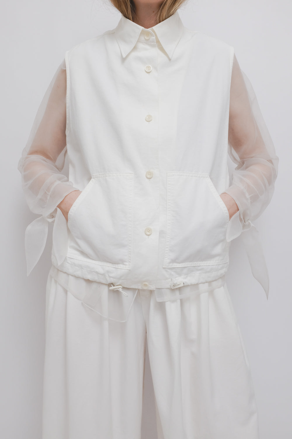 WHITE VINTAGE FUTURISTIC SHIRT VEST