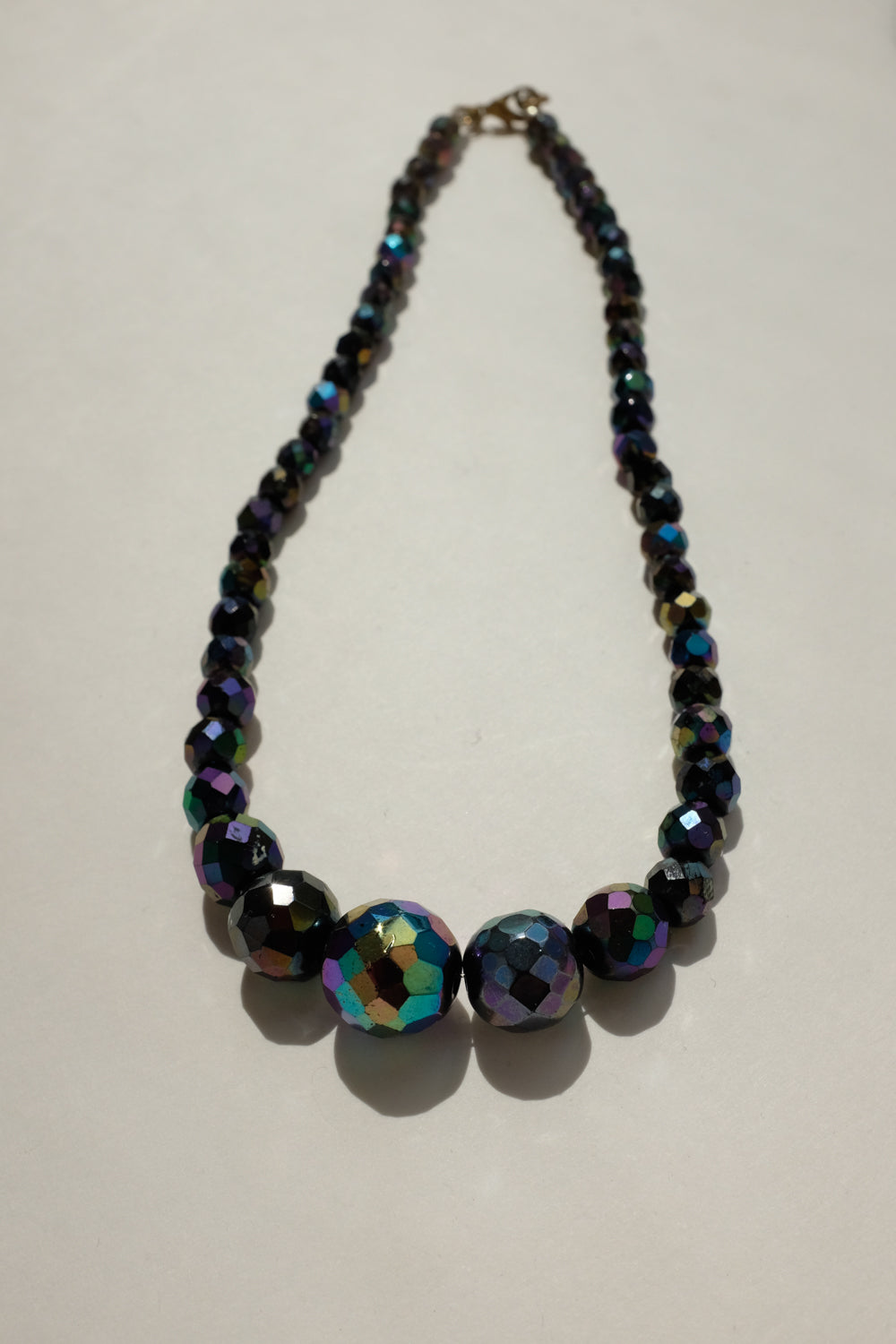 BLACK SPACE GLASS BEADS VINTAGE NECKLACE