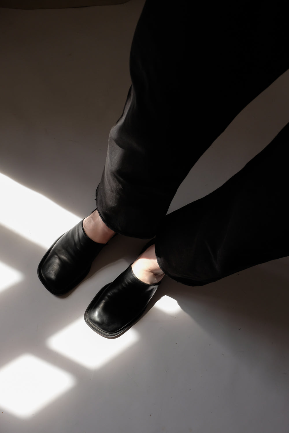 SQUARE TOE 38 BLACK ITALY LEATHER SHOES