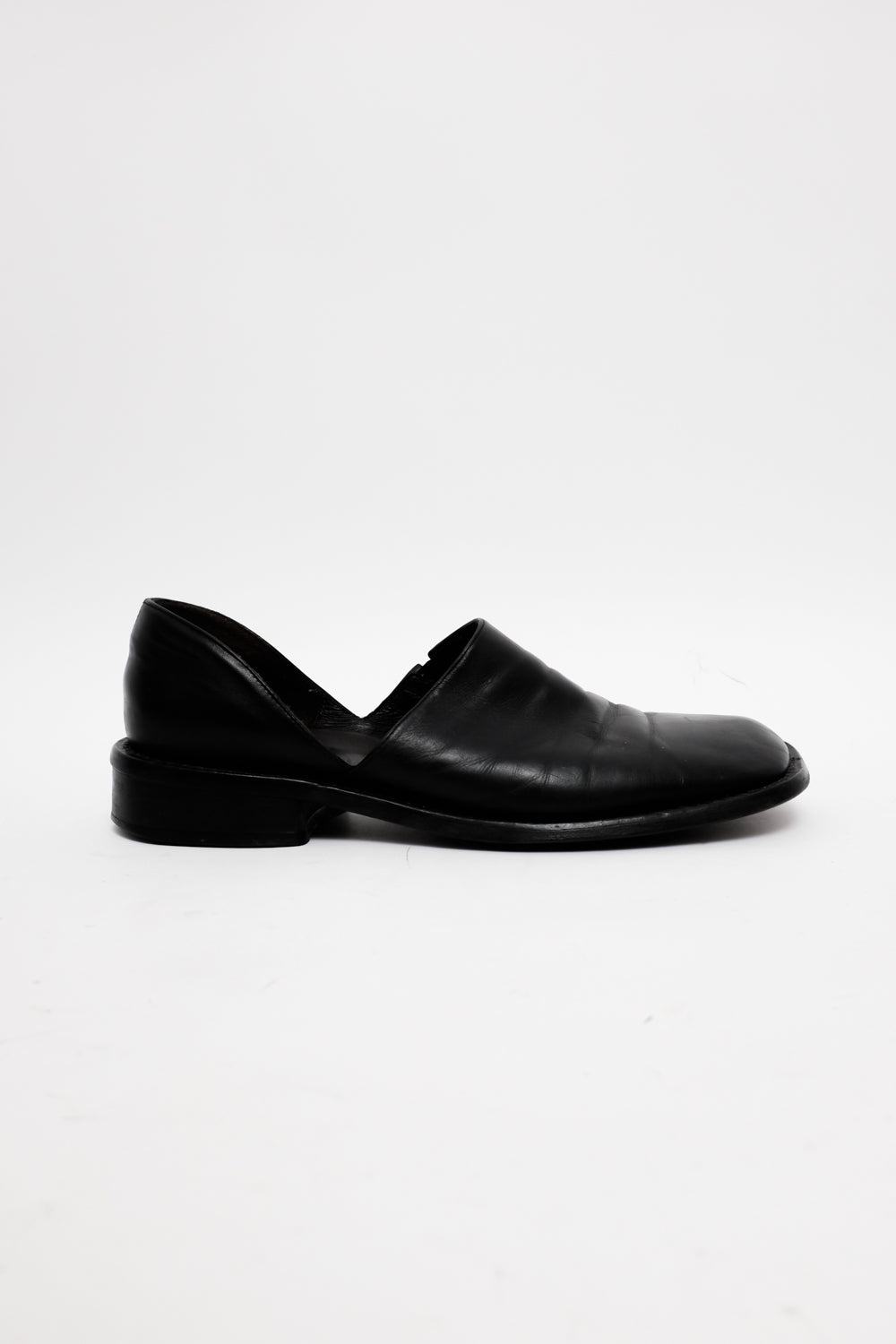 SQUARE TOE 38 BLACK ITALY LEATHER SHOES