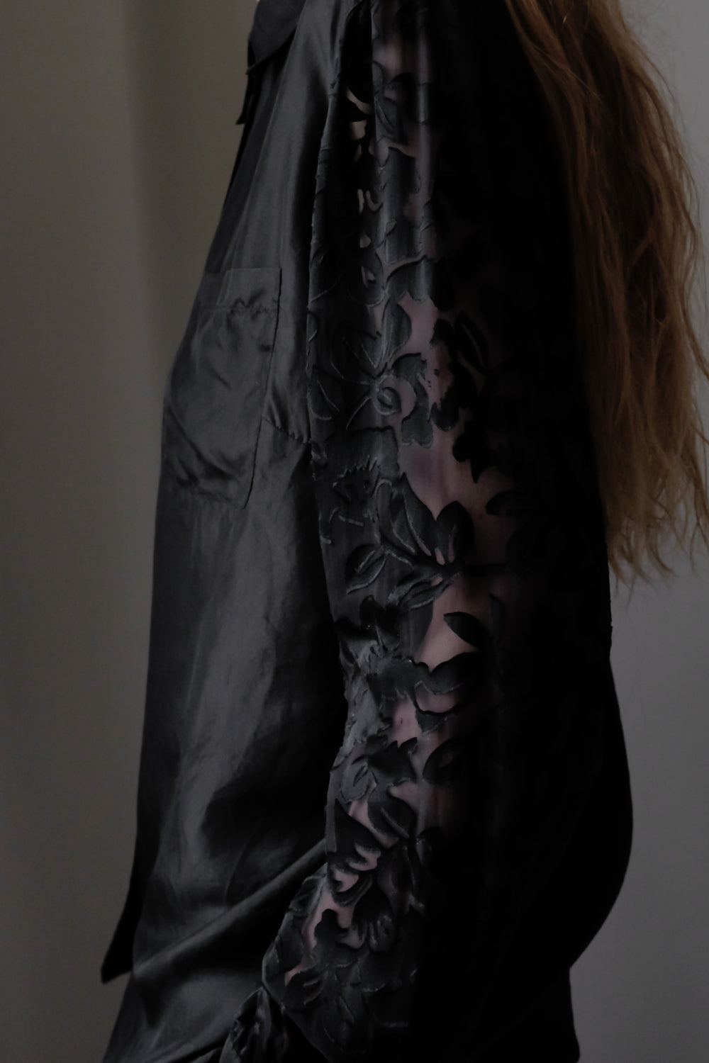 SILK LUCID LACE BLACK VINTAGE BLOUSE