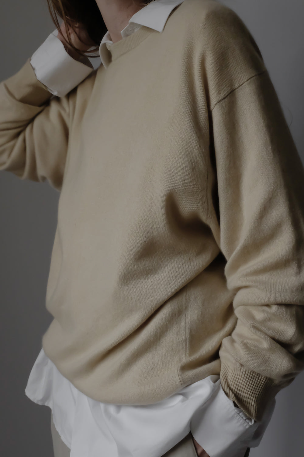 CASHMERE SILK BEIGE OVERSIZE SWEATER