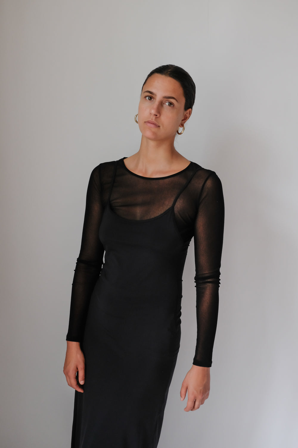 LONG BLACK STRAP VINTAGE DRESS