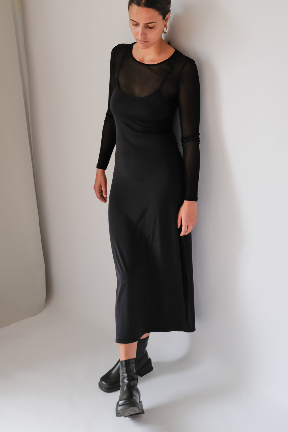 LONG BLACK STRAP VINTAGE DRESS