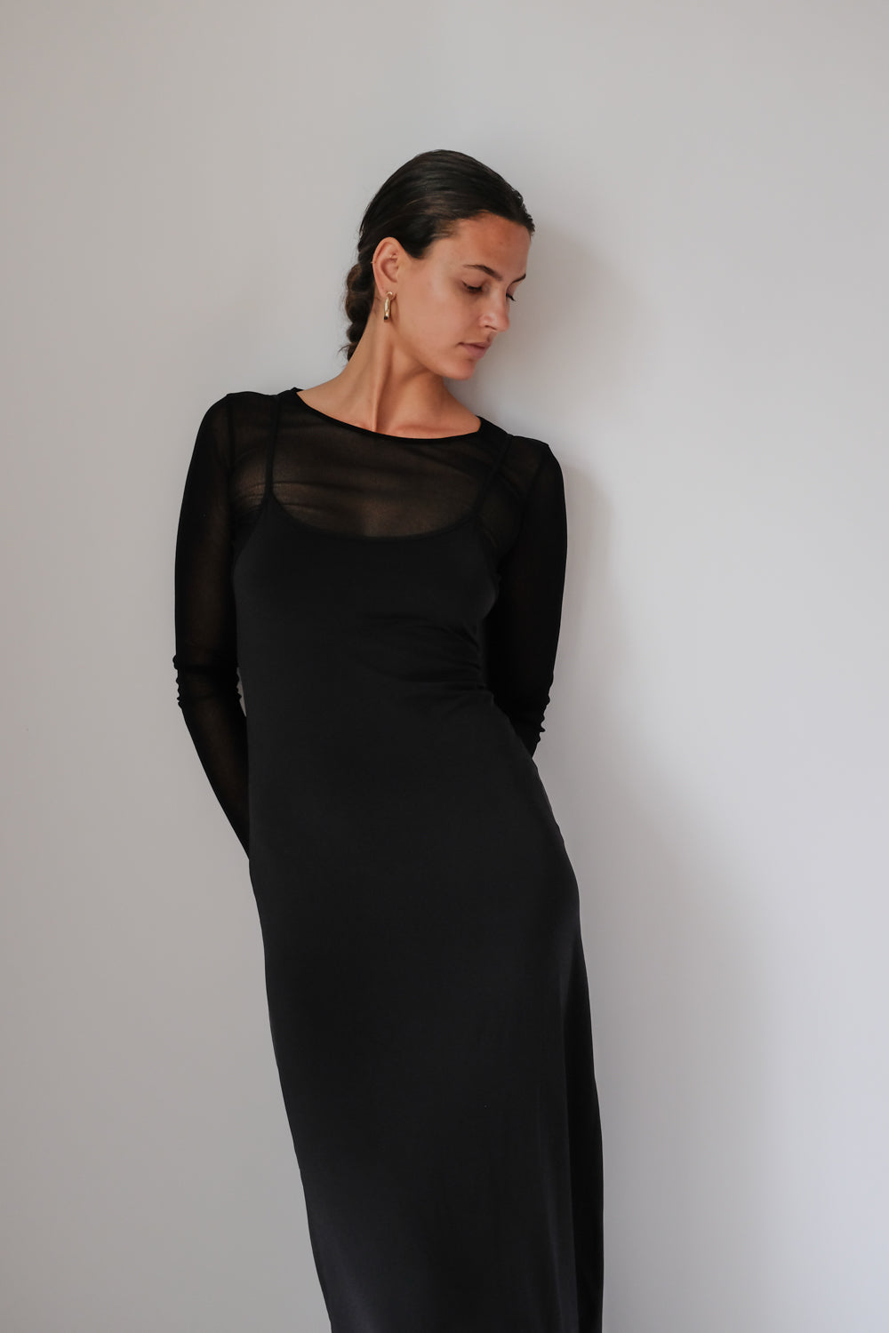 LONG BLACK STRAP VINTAGE DRESS