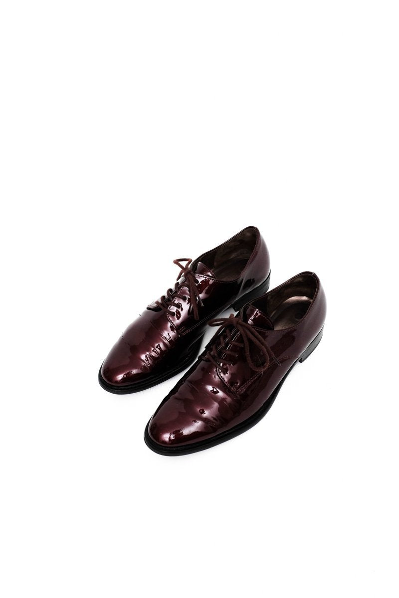 0560_BURGUNDY 36 36,5 PATENT LEATHER LACE-UP BROGUES