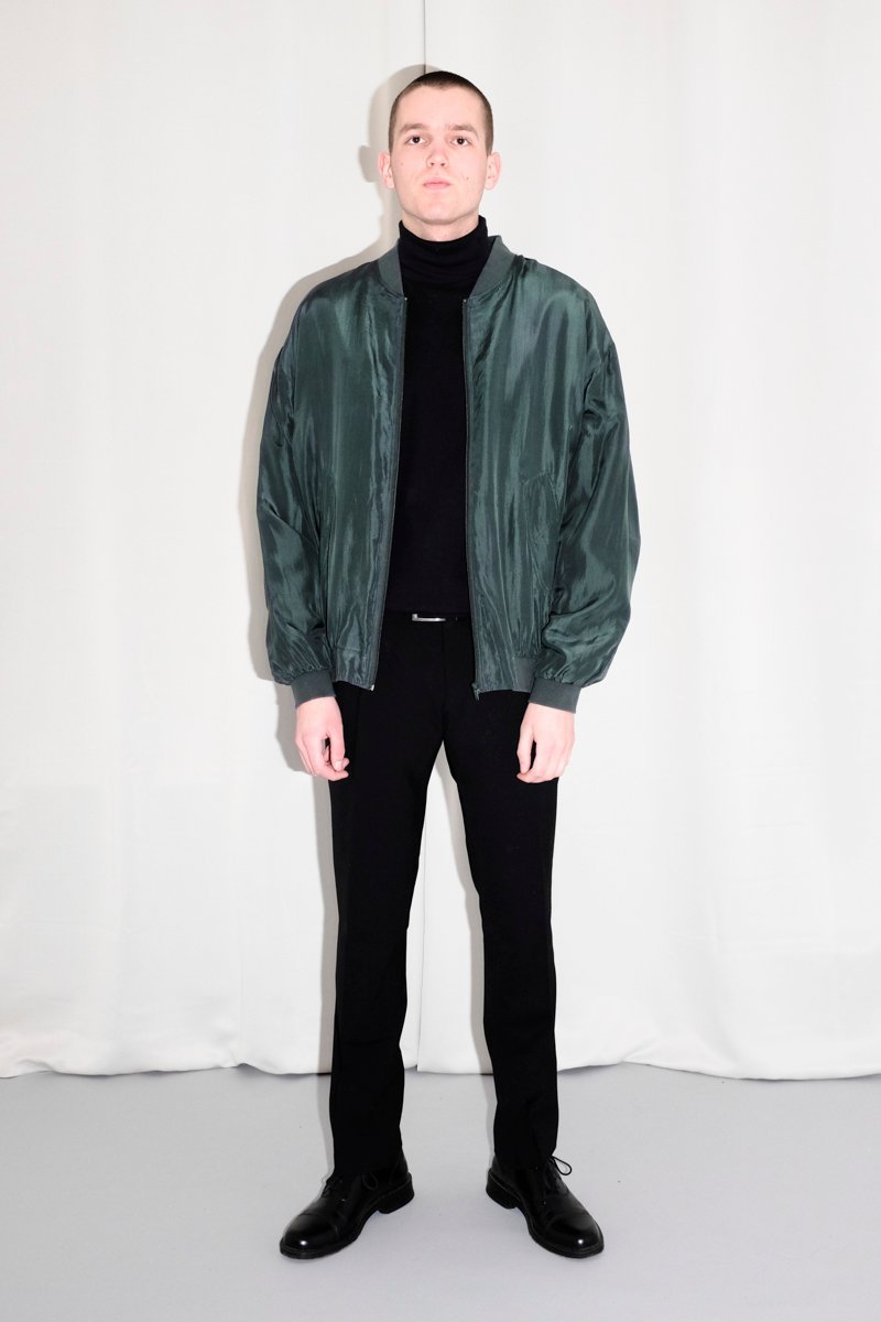 0523_SILK GREEN BOMBER JACKET