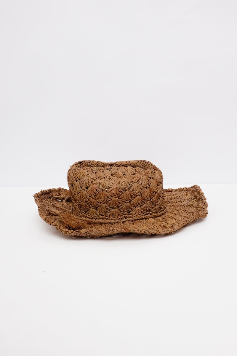 BROWN VINTAGE STRAW HAT