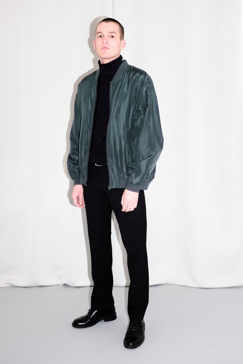 0523_SILK GREEN BOMBER JACKET