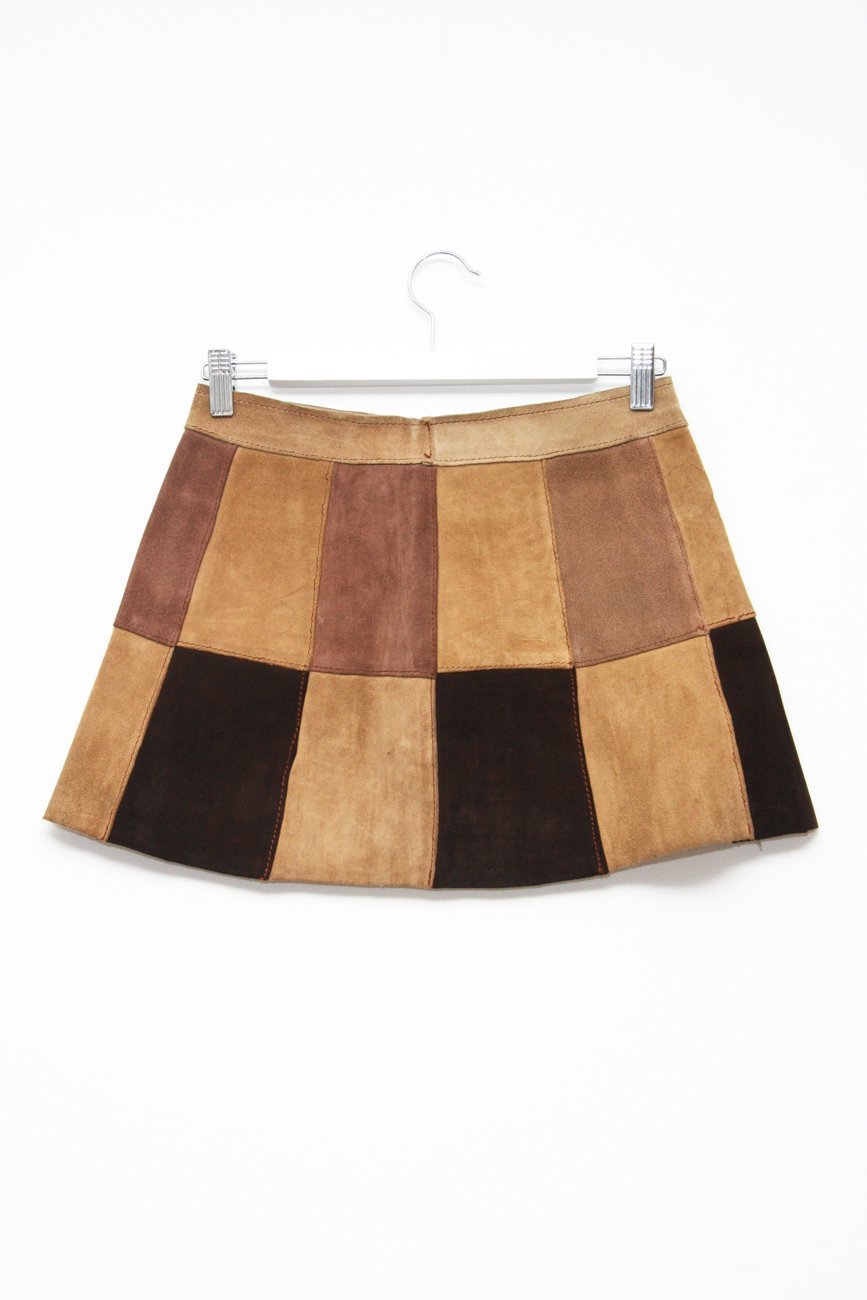 VINTAGE SUEDE BROWN BUTTON UP SKIRT