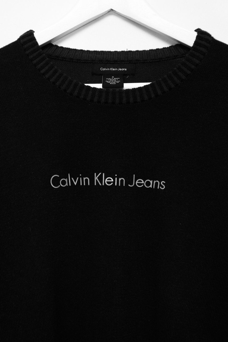 0646_CALVIN KLEIN VINTAGE BLACK KNIT SWEATER