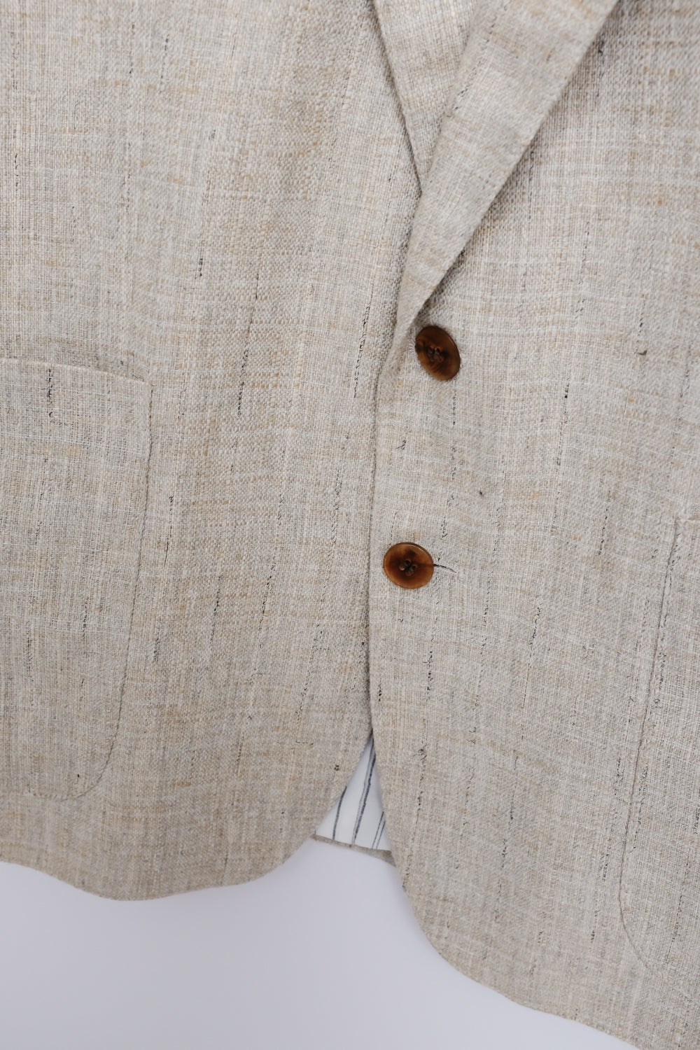 VINTAGE LINEN BLEND BEIGE BOXY BLAZER