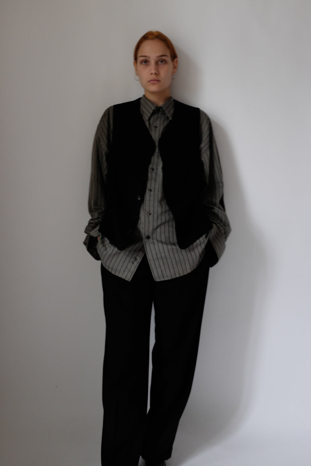 WOOL BLEND BLACK SUIT PANTS