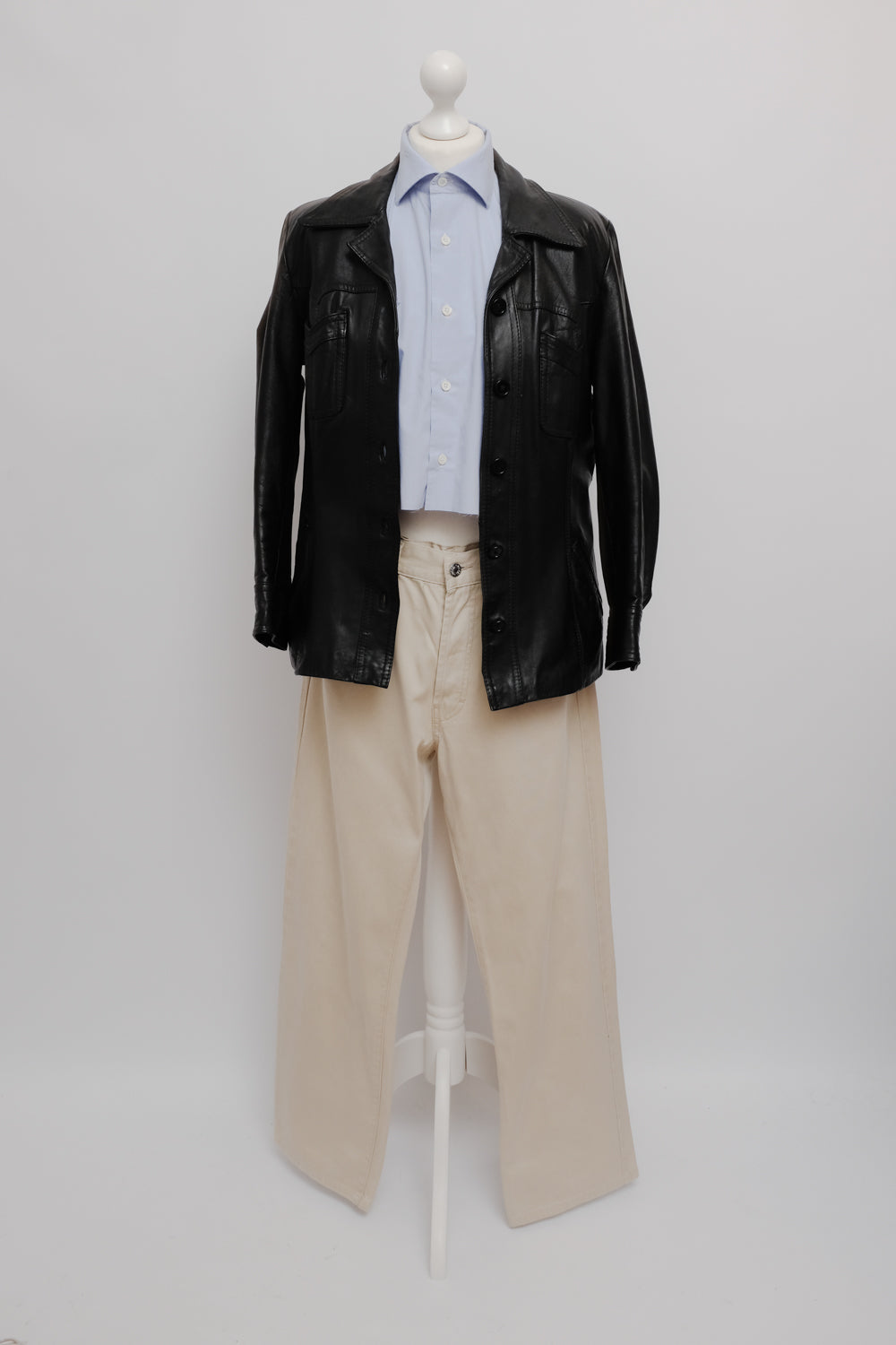 BLACK LEATHER VINTAGE BLAZER