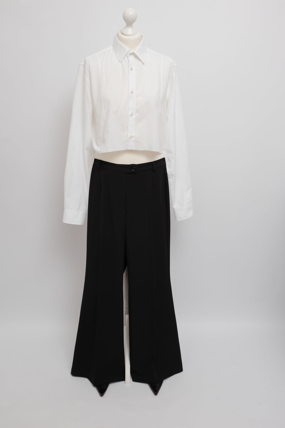 WHITE COTTON CROP SHIRT