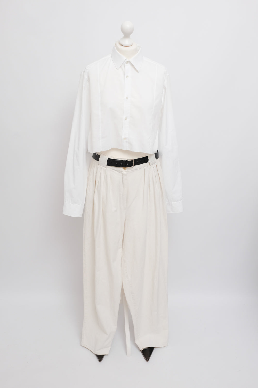 WHITE COTTON CROP SHIRT