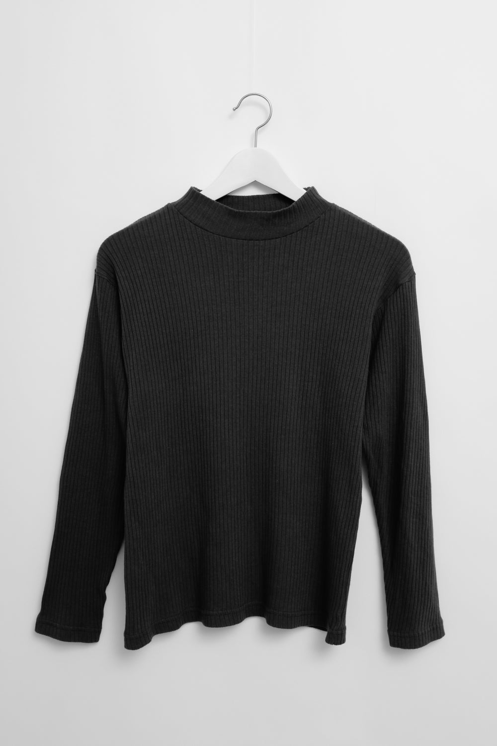 DARK GREY RIBBED SLIM LONGSHIRT