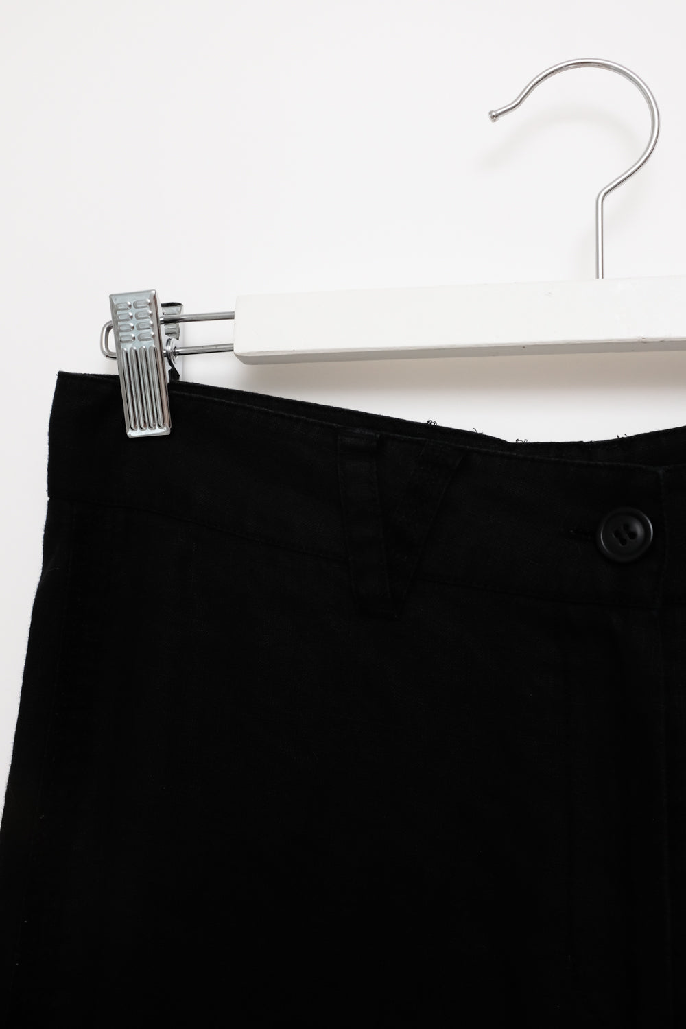 0056_VINTAGE LINEN WIDE LEG BLACK PANTS