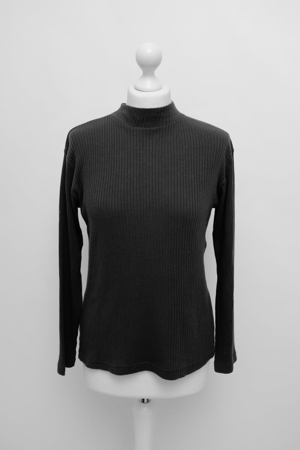 DARK GREY RIBBED SLIM LONGSHIRT