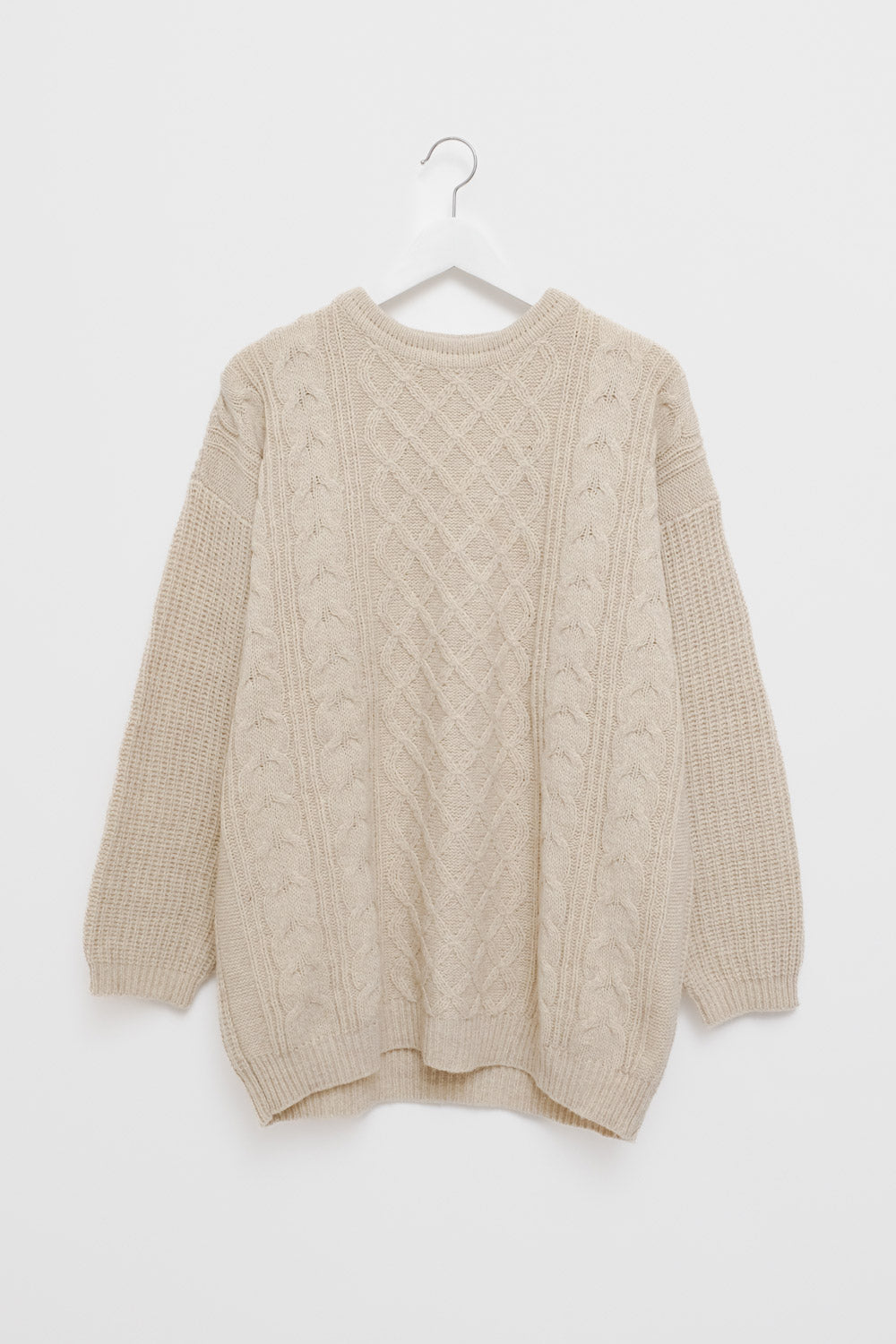 CLASSY SAND CABLE KNIT CHUNKY SWEATER
