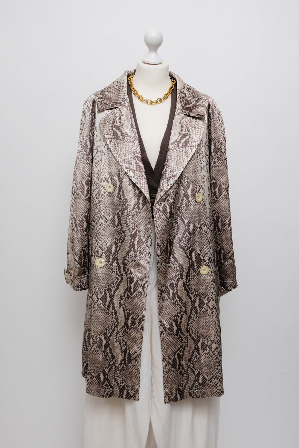 SNAKE SATIN SUMMER VINTAGE TRENCH COAT