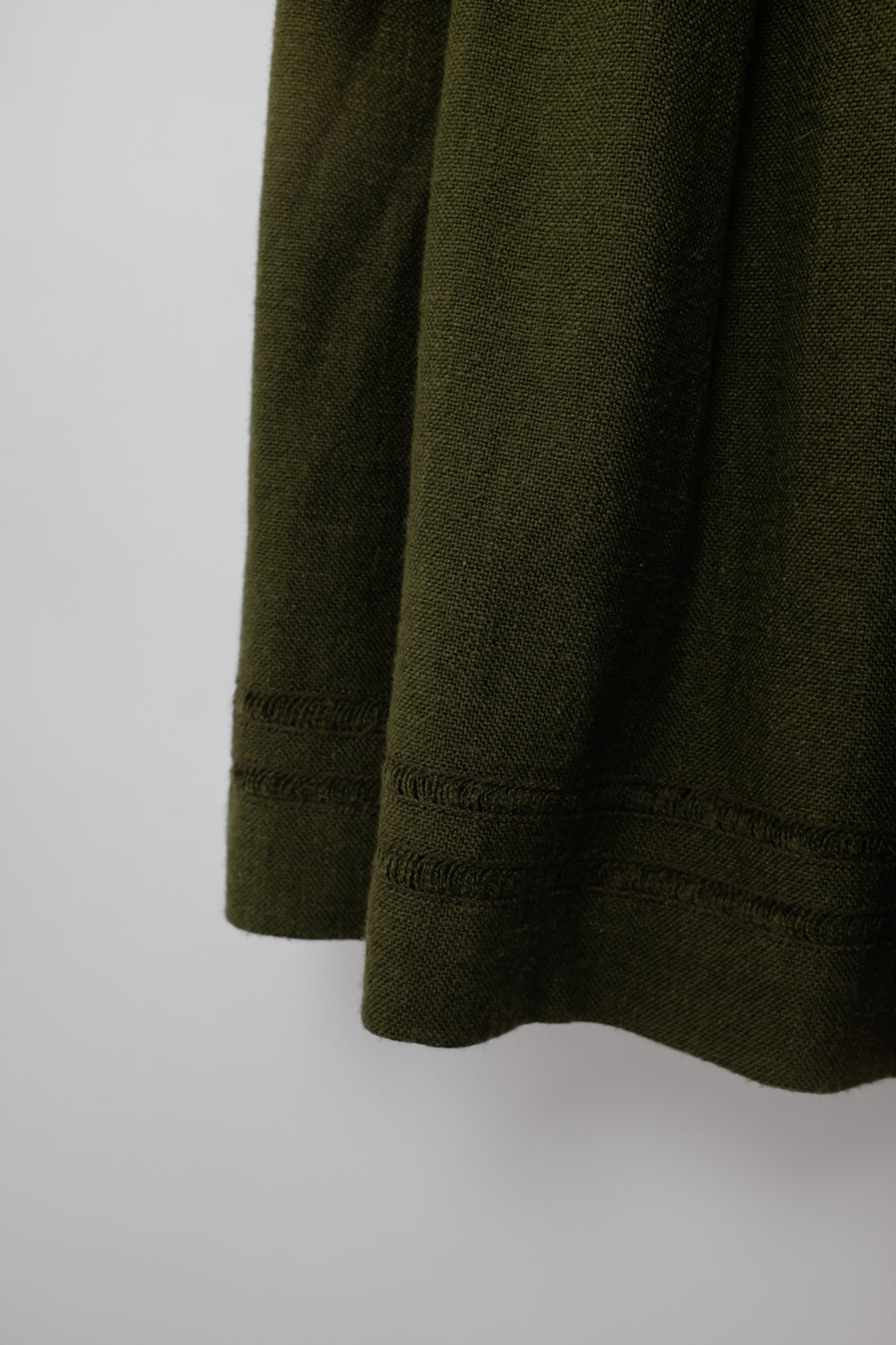 GREEN PLEATED MIDI COTTON WOOL SKIRT