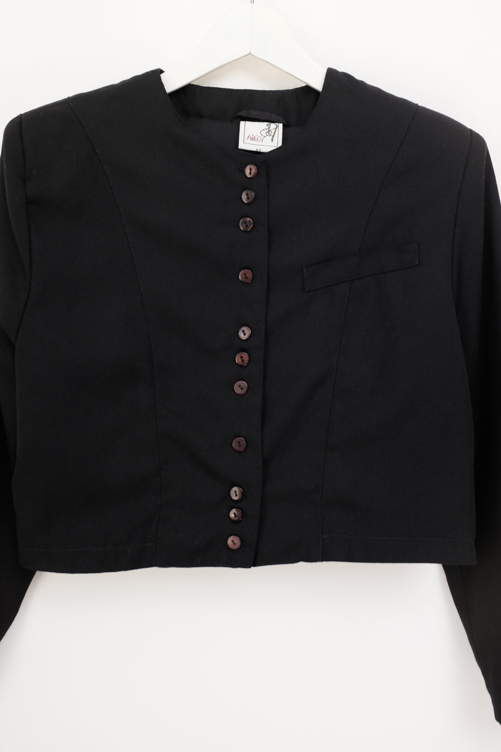 CROP VINTAGE BLACK BOXY BLAZER