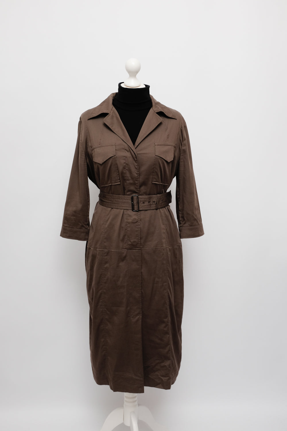 RENE LEZARD COTTON BROWN LONG SHIRT DRESS