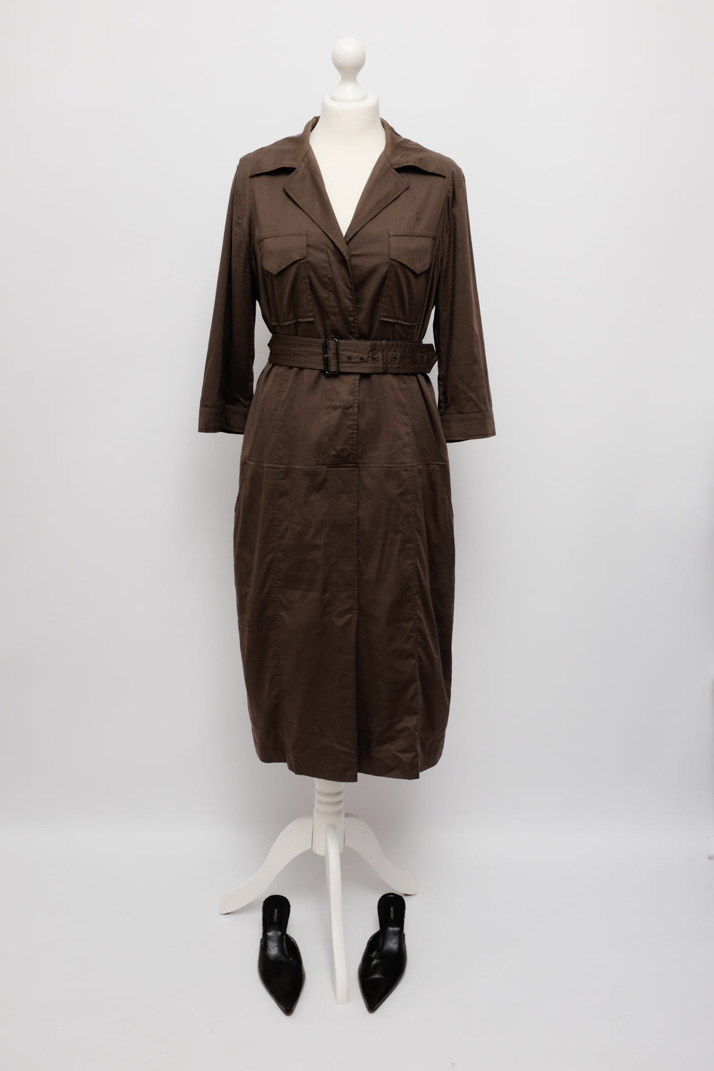 RENE LEZARD COTTON BROWN LONG SHIRT DRESS