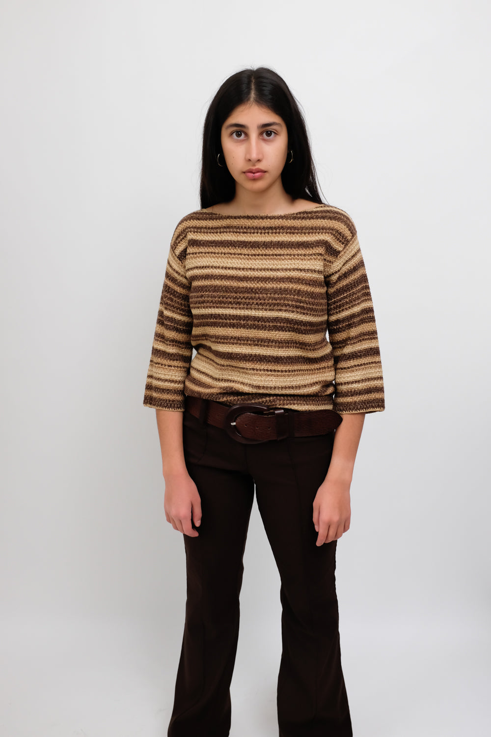 0063_FLARED LOW WAIST PLEATED VINTAGE PANTS