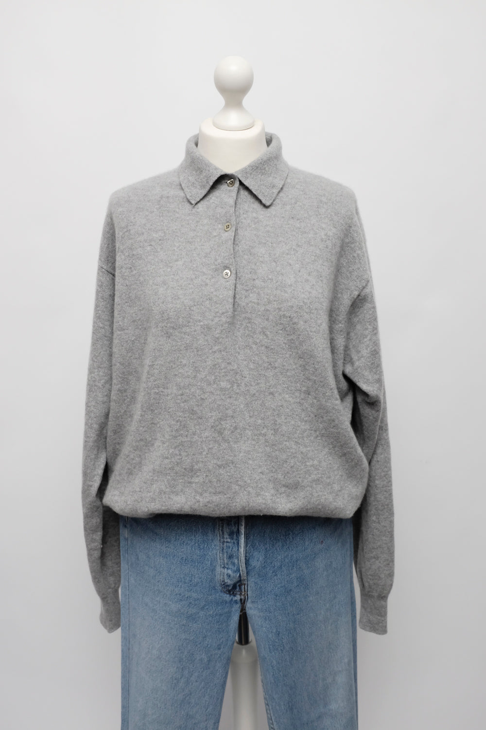 PURE CASHMERE WOOL OVERSIZE POLO SWEATER