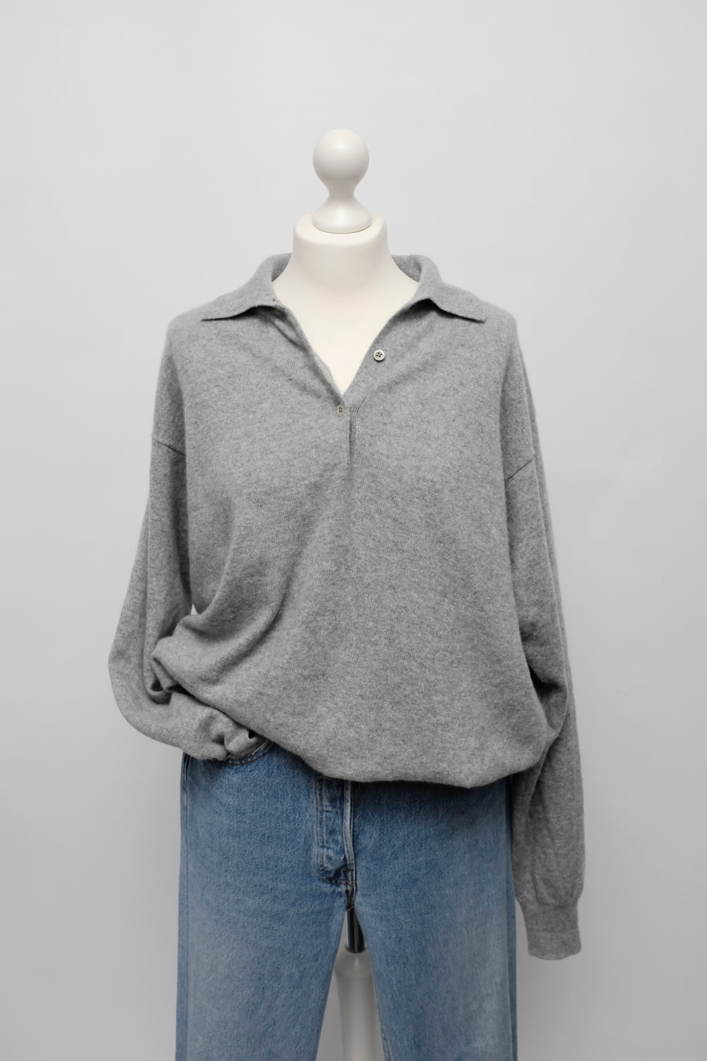 PURE CASHMERE WOOL OVERSIZE POLO SWEATER